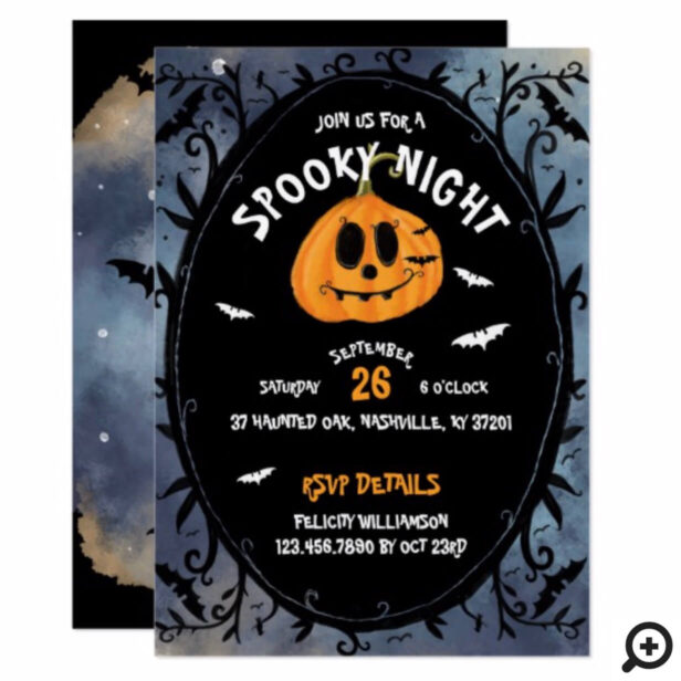 Spooky Night Scary Halloween Pumpkin Carving Party Invitation