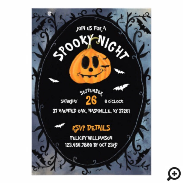 Spooky Night Scary Halloween Pumpkin Carving Party Invitation