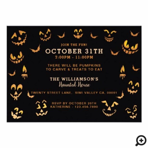 Scary Jack O Lantern Pumpkin Halloween Carving Invitation