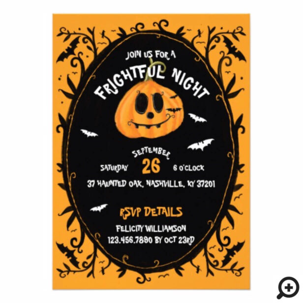 Fright Night Scary Halloween Pumpkin Carving Party Invitation