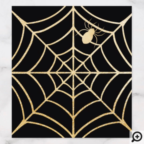 Black & Gold Spooky Halloween Spiderweb & Spider Envelope Liner