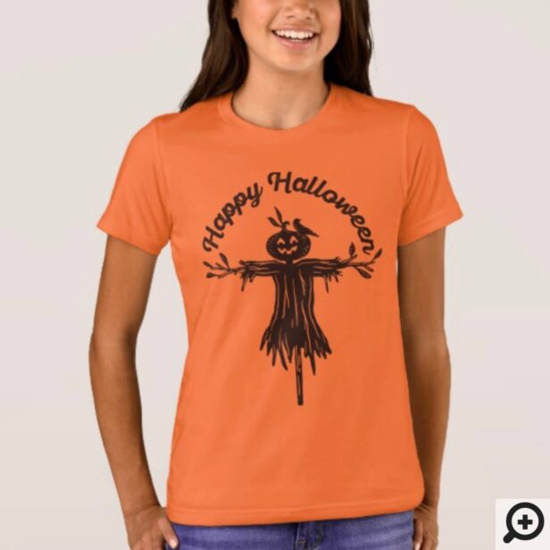 Happy Halloween | Trick or Treat Black Scarecrow T-Shirt