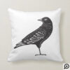Illustrative Black Crow Bird Halloween Throw Pillow