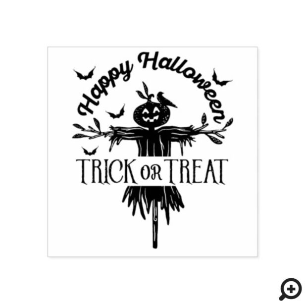 Happy Halloween | Trick or Treat Black Scarecrow Rubber Stamp