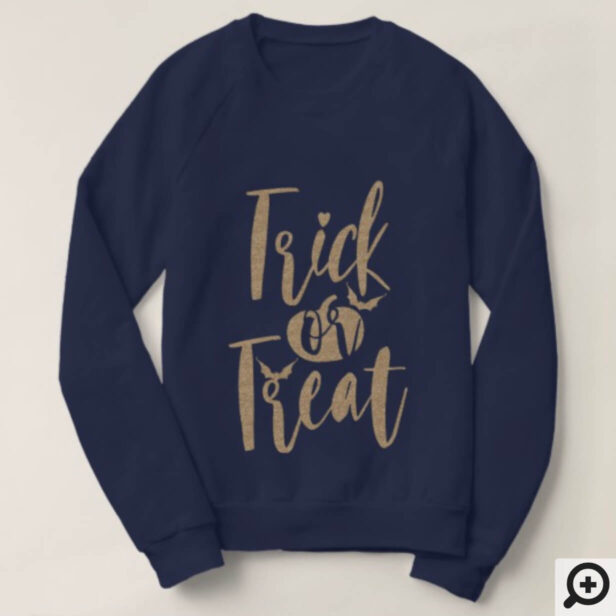 Trick Or Treat Typographic Brush Script Pumpkin Sweatshirt