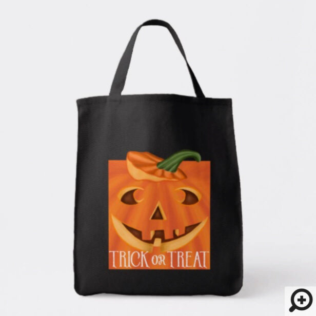 Trick or Treat Stylish Carved Halloween Pumpkin Tote Bag