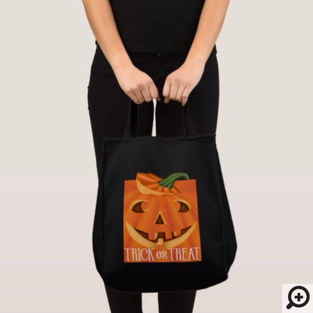 Trick or Treat Stylish Carved Halloween Pumpkin Tote Bag