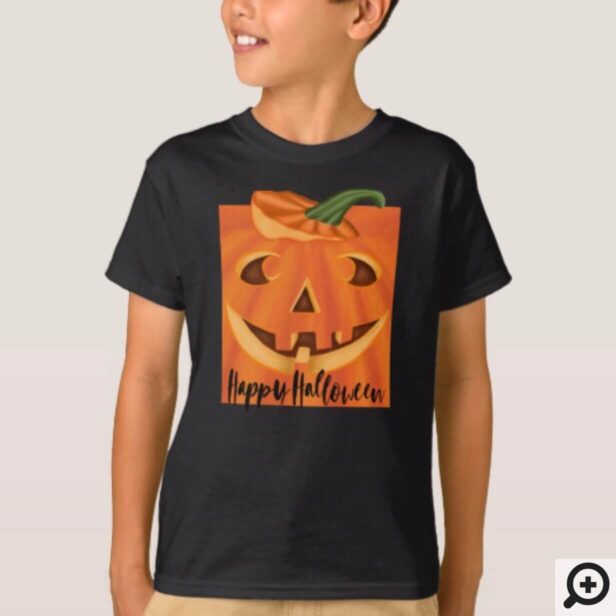 Happy Halloween Stylish Carved Halloween Pumpkin T-Shirt