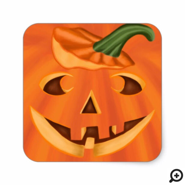 Halloween Jack-O-Lantern Pumpkin Carving Face Square Sticker