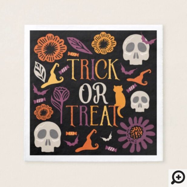 Trick or Treat Stylish Halloween Pattern Design Napkin