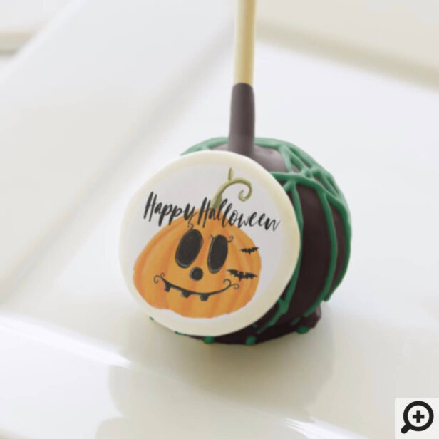 Whimsical Orange Jack O'lantern Happy Halloween Cake Pops