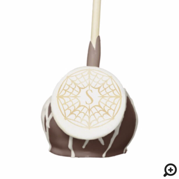 Golden Halloween Spiderweb Design & Monogram Cake Pops