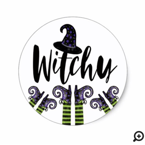 Whimsical Wicked Witchy Witch Halloween Classic Round Sticker
