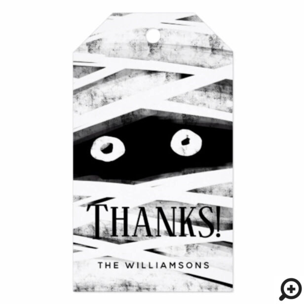 Thank You | Black & White Mummy Halloween Party Gift Tags