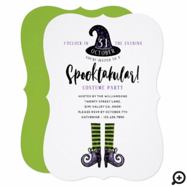 Spooktakular Wicked Witch Halloween Costume Party Invitation