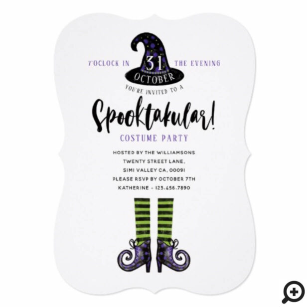 Spooktakular Wicked Witch Halloween Costume Party Invitation