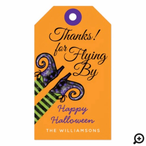 Thank You | Orange Spooky Peeking Witch Halloween Gift Tags