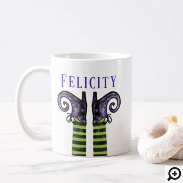Happy Halloween Witch Illustration Name & Initial Coffee Mug