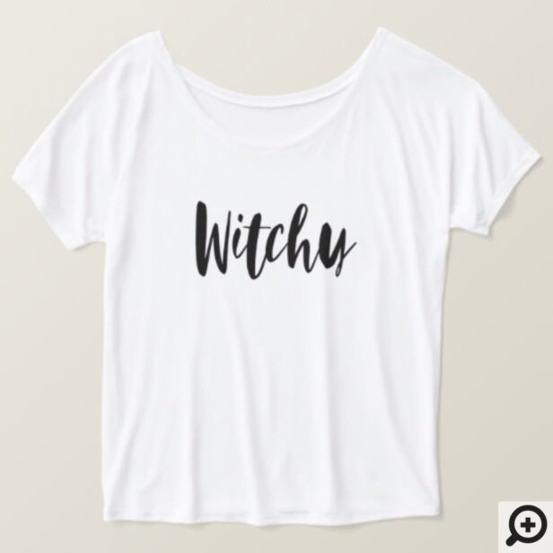 Stylish Witchy black Brush Script Halloween T-Shirt