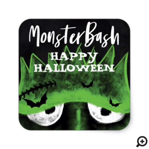 Monster Bash | Spooky Frankenstein Halloween Party Square Sticker