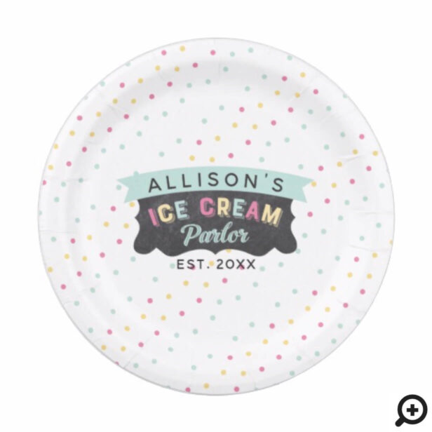 Ice Cream Parlor Fun Bold Polka Dot Birthday Party Paper Plate