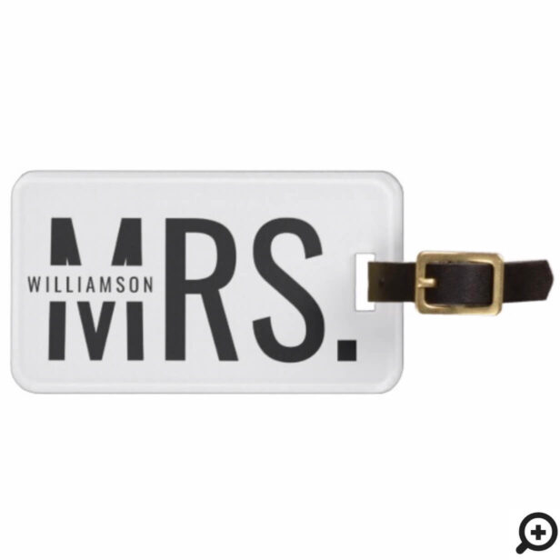 Mrs. | Trendy Minimalistic Black & White Stripe Bag Tag