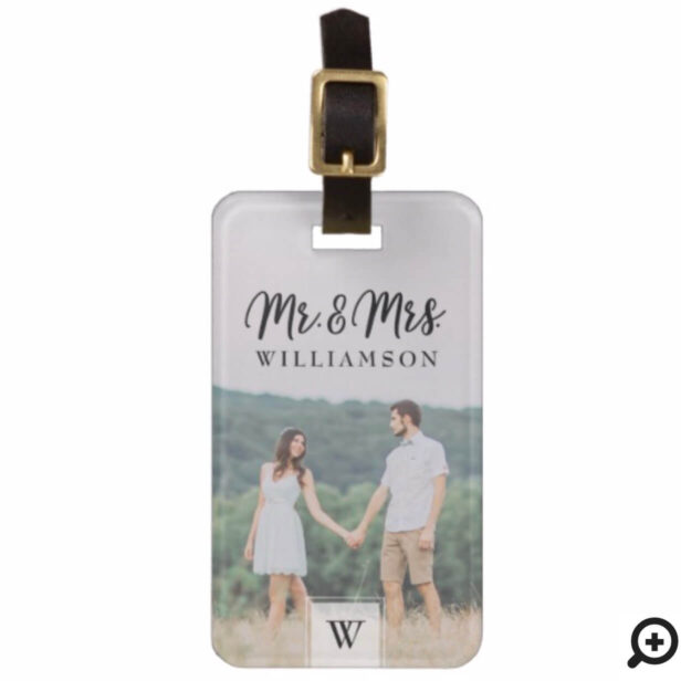 Mr & Mrs | Modern Newlyweds Photo & Monogram Bag Tag