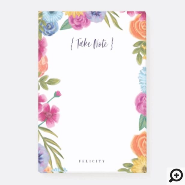 Beautiful Chic Lively Floral Blossom Frame Post-it Notes