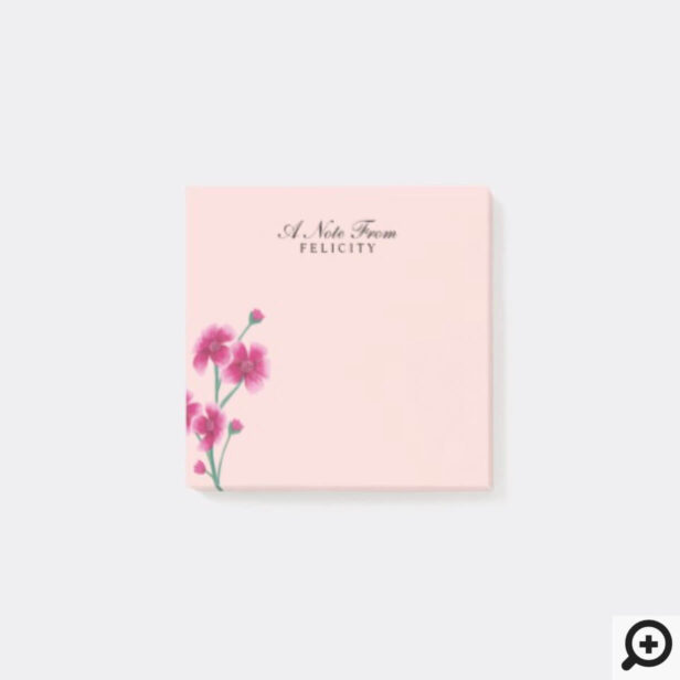 Chic Pink Cherry Blossom Florals Blush Pink Post-it Notes