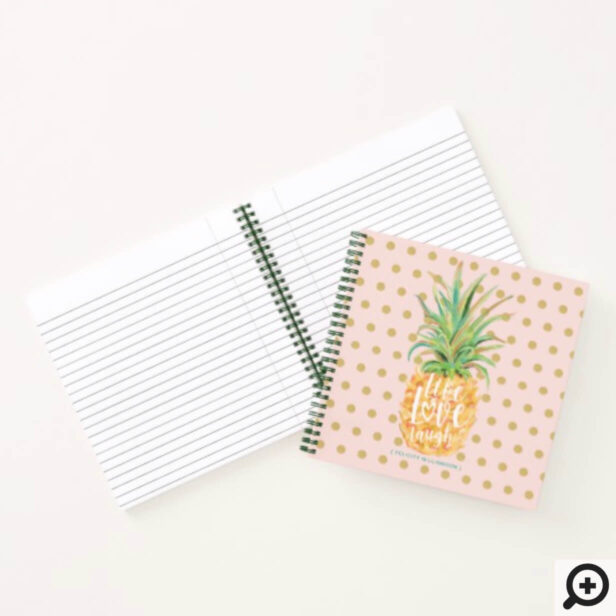 Live Love Laugh | Trendy Topical Island Pineapple Notebook