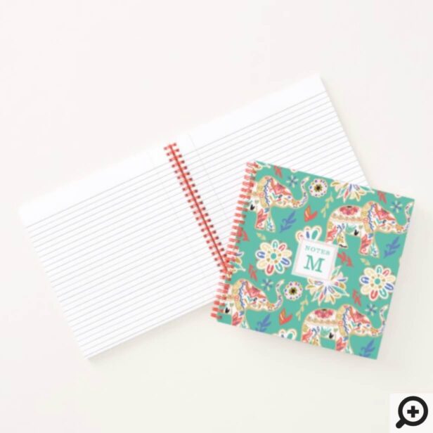Elegant Floral Decorative Ornate Elephant Pattern Notebook