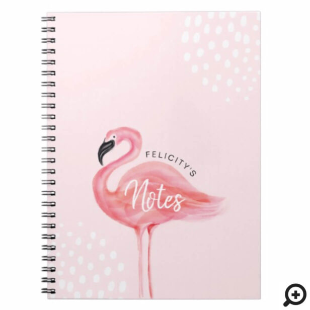 Pink Modern Watercolor Flamingo Illustration Notebook