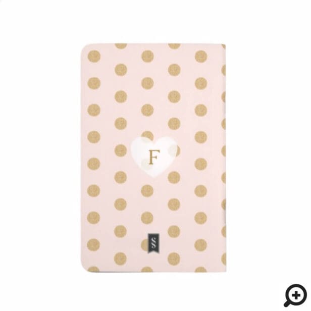 Chic Blush Pink & Gold Polka Dot Heart Monogram Journal