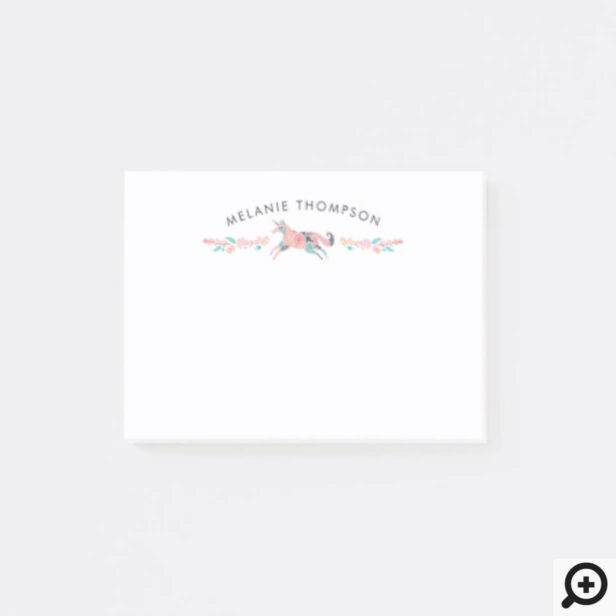 Beautiful Chic Pink Floral Whimsical Unicorn Horse Post-it Notes
