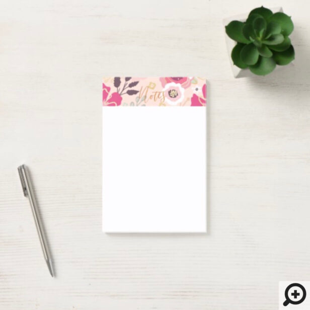 Trendy Girly Vintage Floral Pattern Post-it Notes