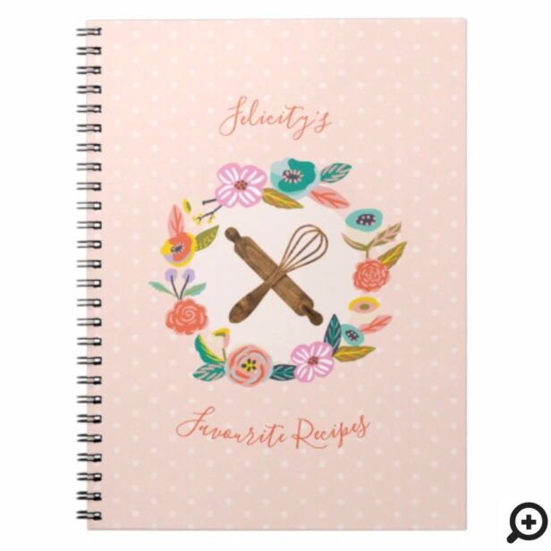 Floral & Foliage Rolling Pin & Whisk Recipe Notebook