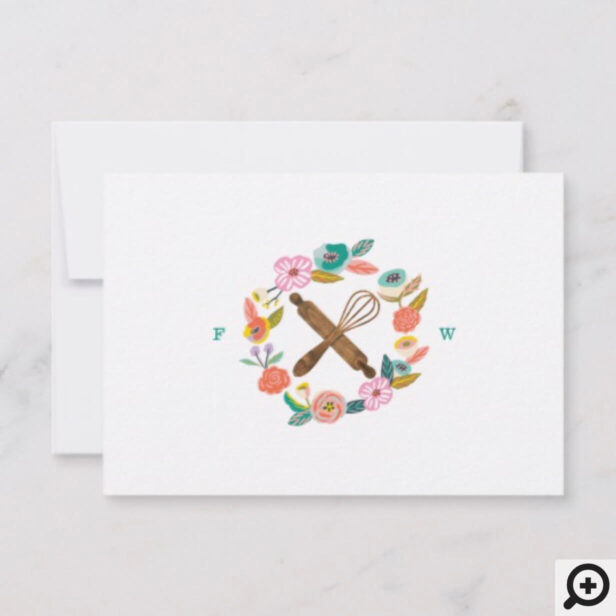 Bold Abstract Floral & Foliage Rolling Pin Recipe Note Card