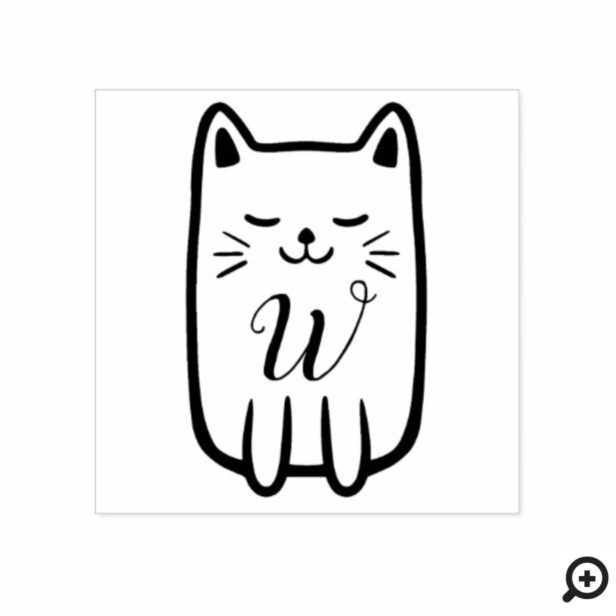 Sweet Adorable Little Kitty Kitten Monogram Rubber Stamp