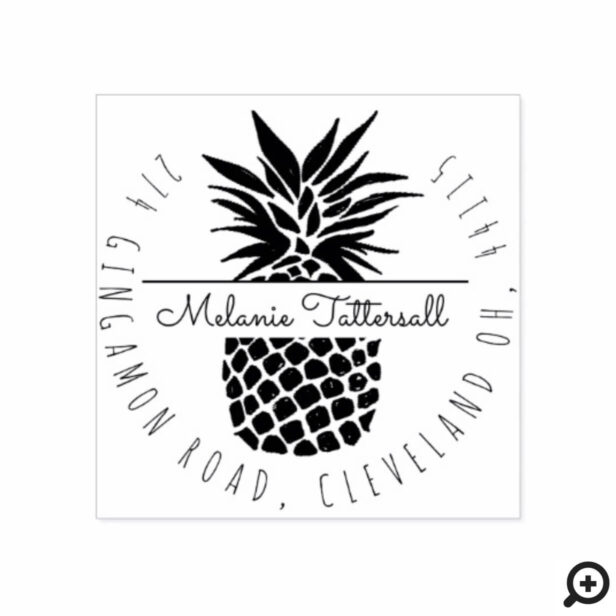 Vintage Style Pineapple Fruit Name Return Address Rubber Stamp