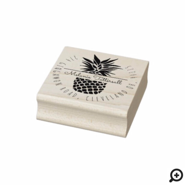 Vintage Style Pineapple Fruit Name Return Address Rubber Stamp