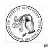 Aquarius Zodiac Hand-drawn Crest | Return Address Rubber Stamp