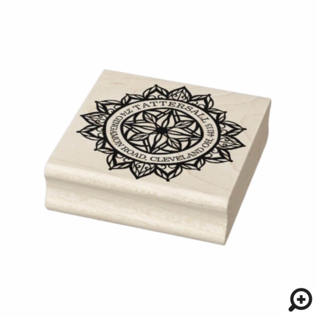 Custom Spiritual Holistic Mandala Lotus Address Rubber Stamp