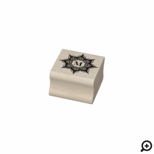 Custom Monogram Initial Spiritual Mandala Lotus Rubber Stamp