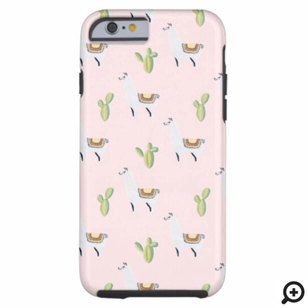 Llama & Cactus Pattern Pink & Green Case-Mate iPhone Case