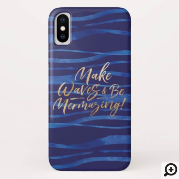 Make Waves | Navy & Gold Inspirational Quote Case-Mate iPhone Case