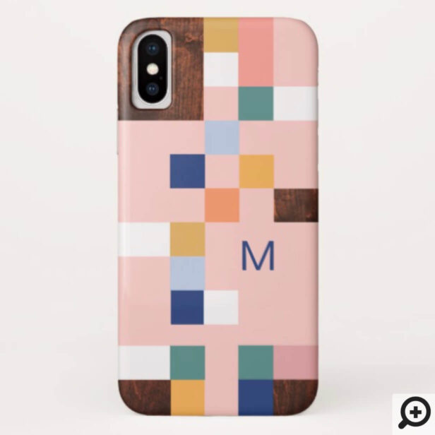 Modern Retro & Colourful Geometric Square Pattern Case-Mate iPhone Case