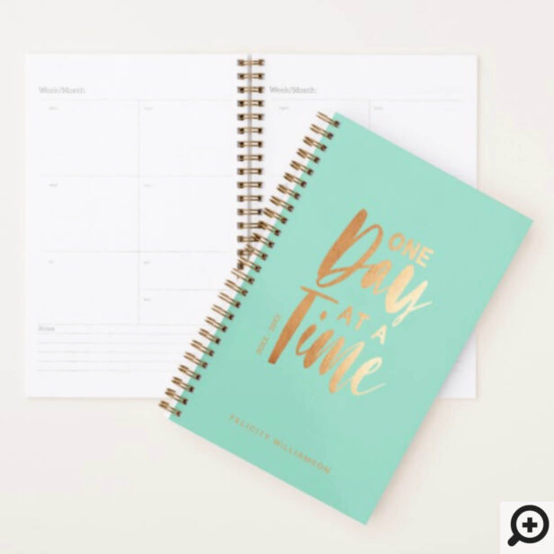 One Day at a Time | Gold & Mint Inspirational Planner