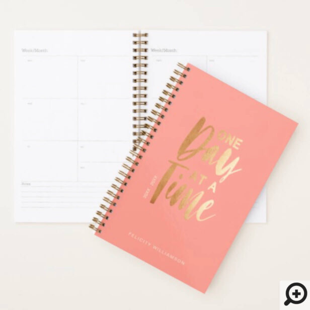 One Day at a Time | Gold & Coral Inspirational Planner