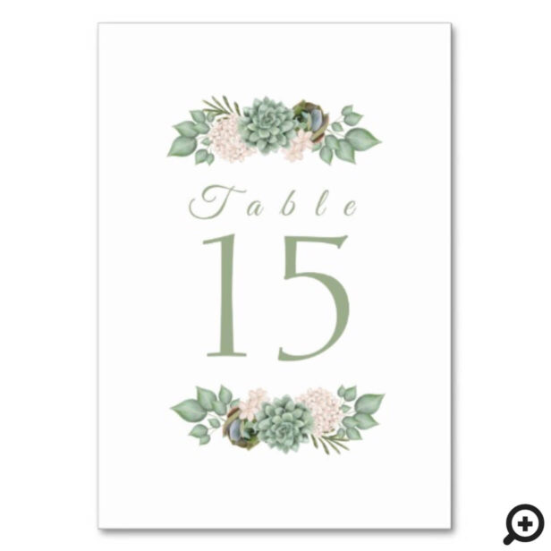Sage Green Floral Flowers Wedding Table Number