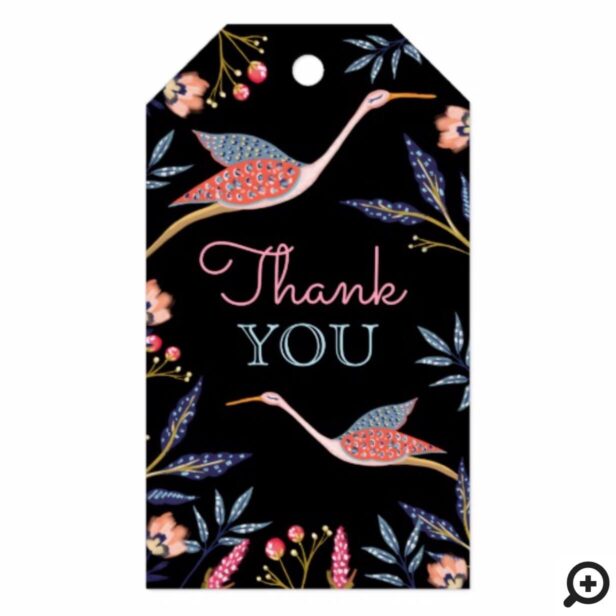 Thank You | Floral Botanical Stork Baby Shower Gift Tags